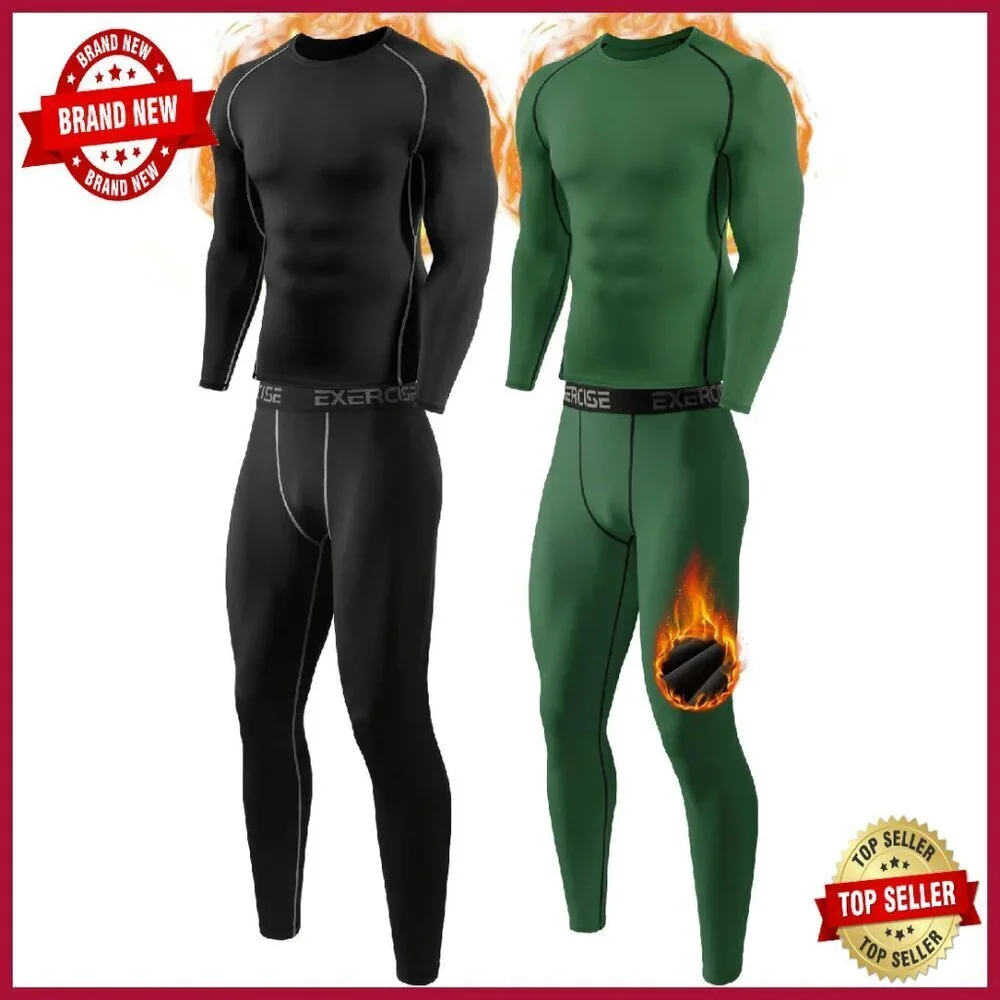 Men's Thermal Underwear Set Fleece Lined Base Layer Cold Weather